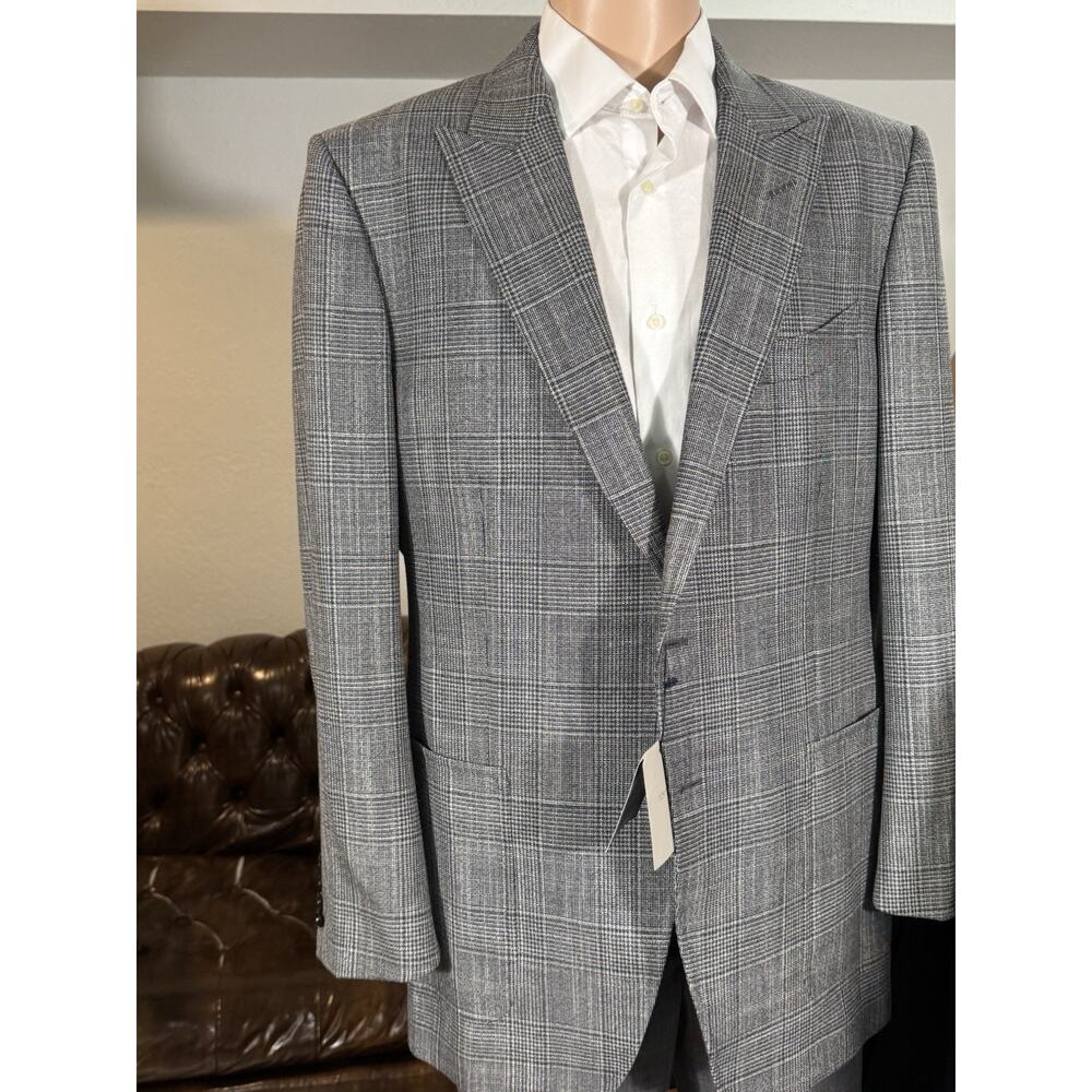 New with Tags Tom Ford Prince of Wales Houndstooth Gray Blazer 54 44R Peak Lapel - Picture 8 of 15